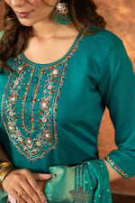 Rama Green Marina Silk Multi Embroidered Suit Set