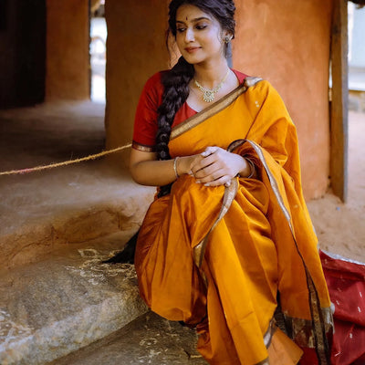 Yellow Jacquard Saree