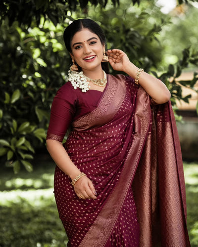 Maroon Jacquard Saree