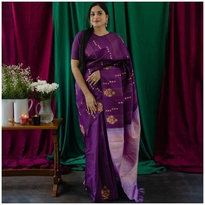 Premium Dark Purple Jacquard Saree