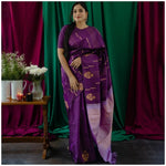 Premium Dark Purple Jacquard Saree