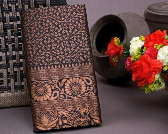 Brown Jacquard Saree – Rich Woven Texture for Classic & Festive Elegance