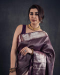 Majestic Dark Purple Jacquard Saree for Festive, Party & Wedding Wear