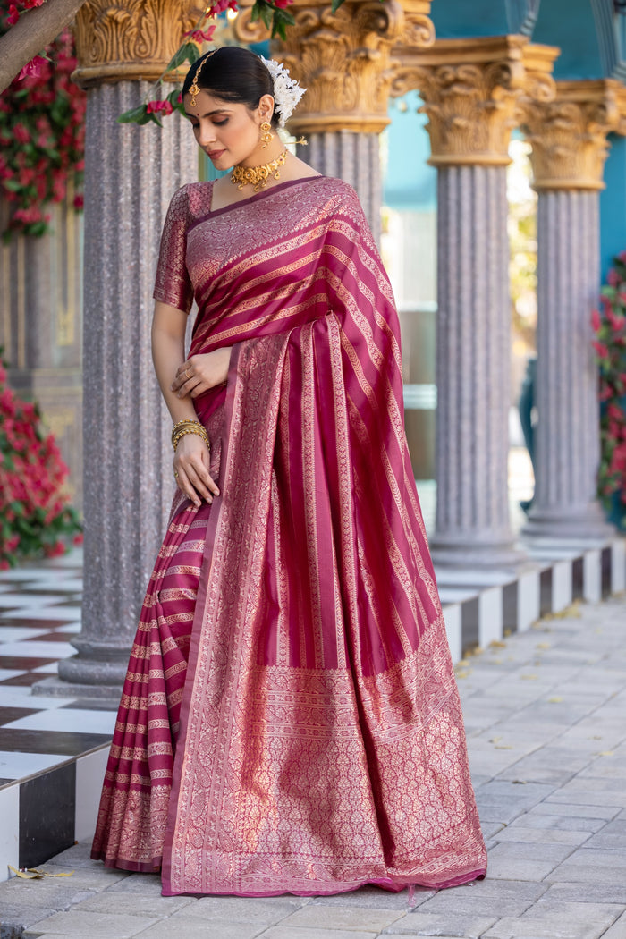 Premium Dark Pink Jacquard Saree for Festive & Party Elegance