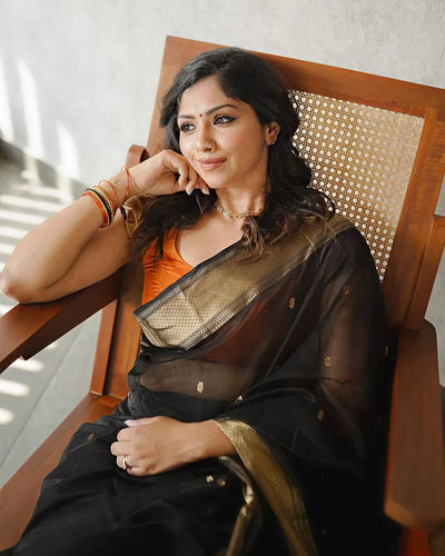 Black Jacquard Saree