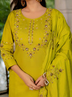Mustard Yellow Marina Silk Multi Embroidered Suit Set