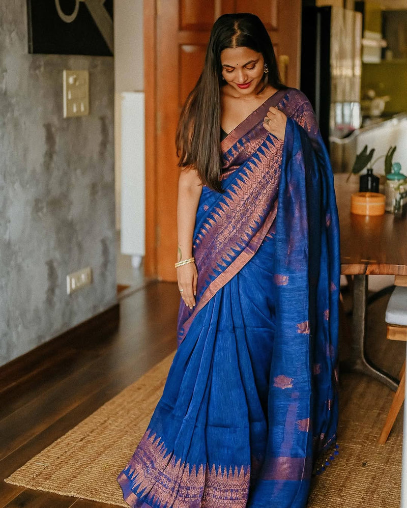 Blue Jacquard Saree