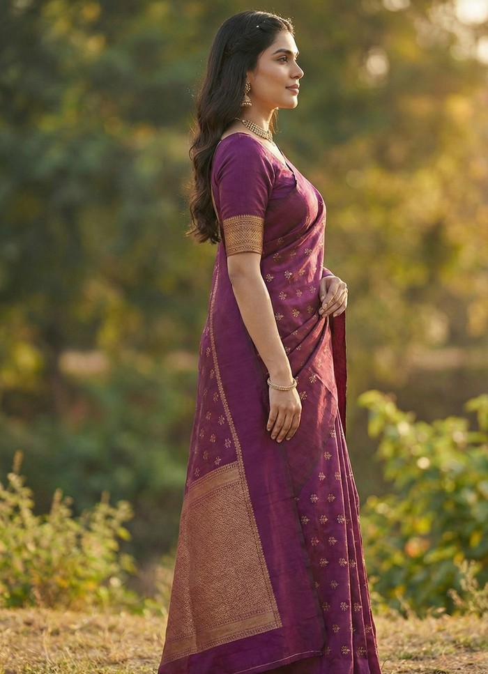 Elegant Wine Jacquard Saree – Premium Traditional Indian Wear for Women