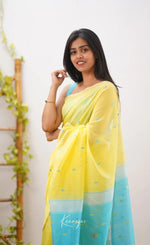 Yellow Sky Jacquard Saree