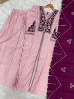 Pink Roman Silk Anarkali Kurti Set