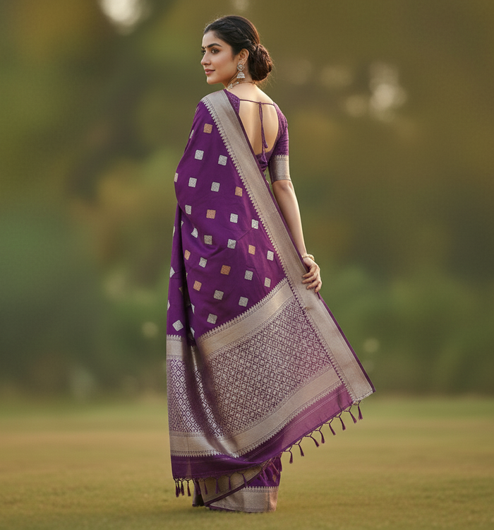 Wine Jacquard Saree – Elegant Woven Saree for Festive & Wedding Occasions
