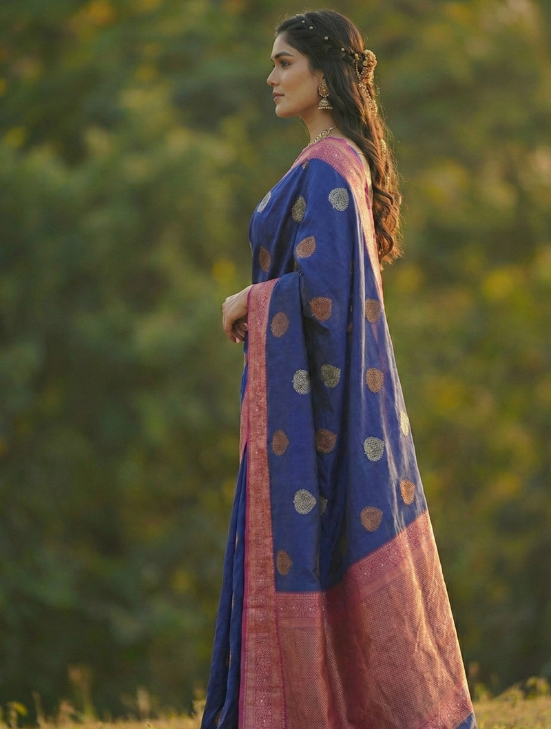 Blue Jacquard Saree