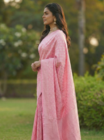 Pink Jacquard Saree