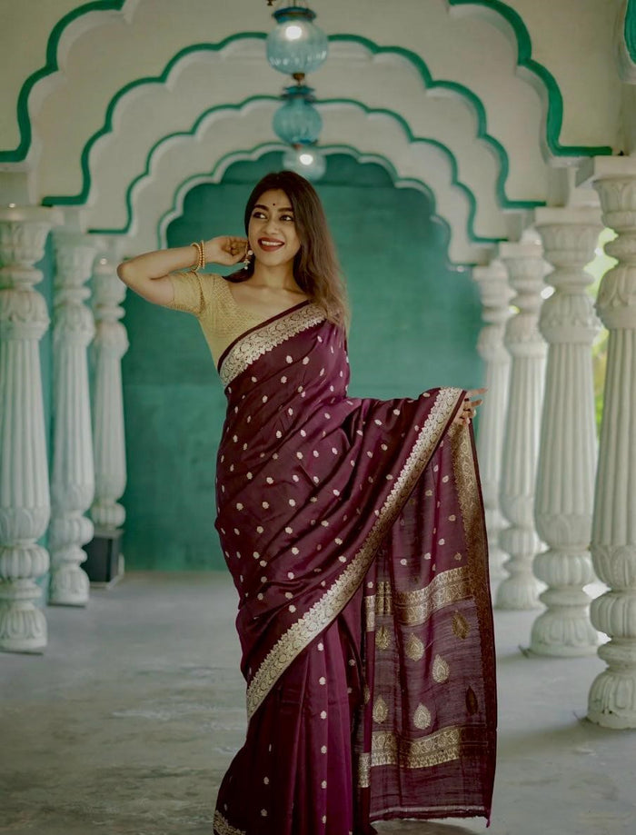 Wine Jacquard Saree – Luxurious Elegance in a Royal Deep Wine Shade