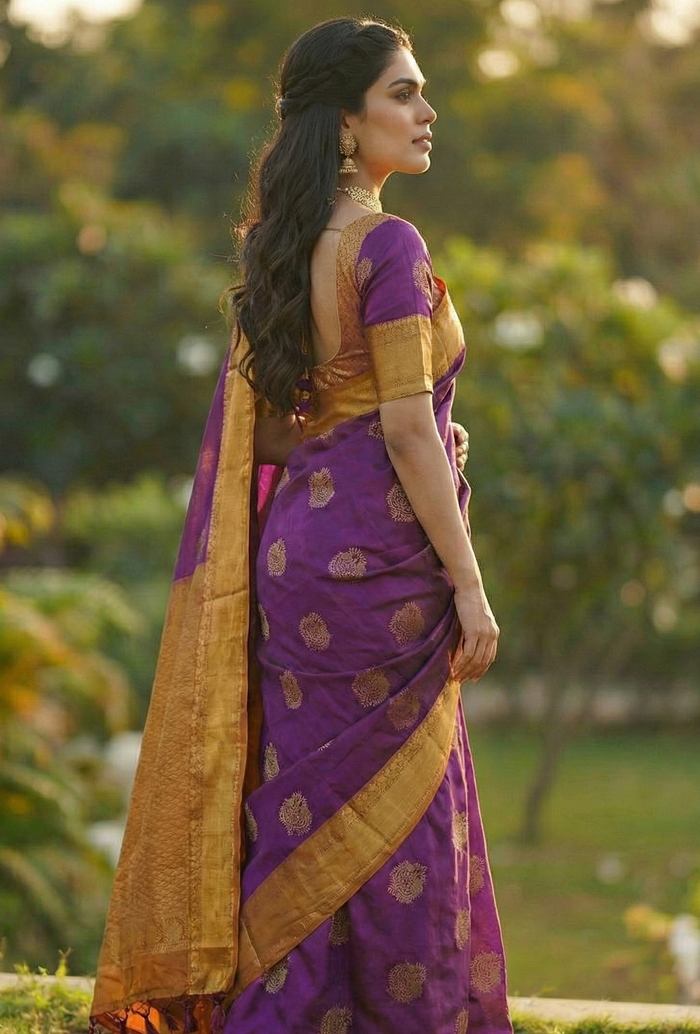 Elegant Purple Jacquard Saree – Premium Woven Design for Weddings & Festive Occasions