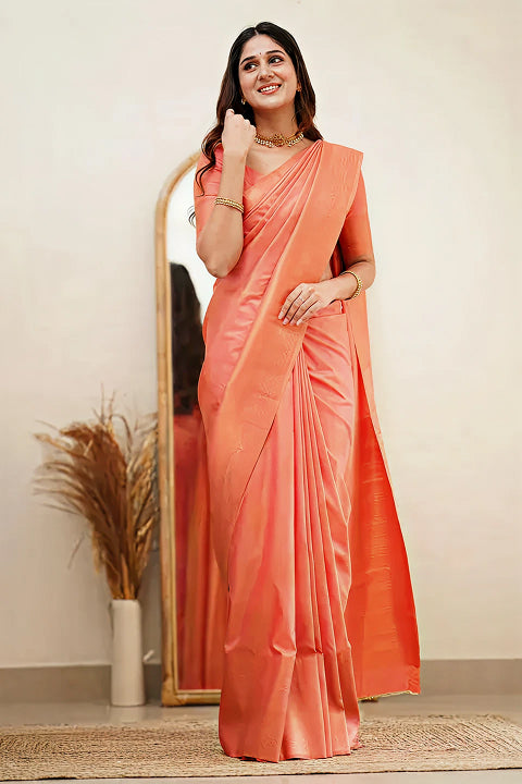 Graceful Pink Jacquard Saree – Soft Luxury Weave for Festive & Party Wear