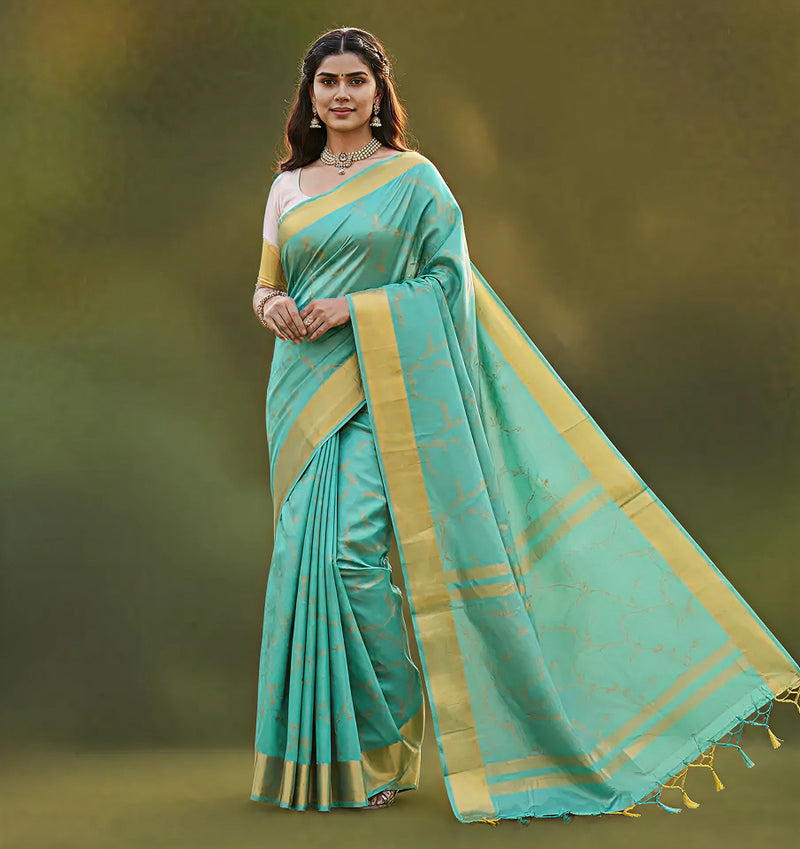 Premium Light Blue Jacquard Saree