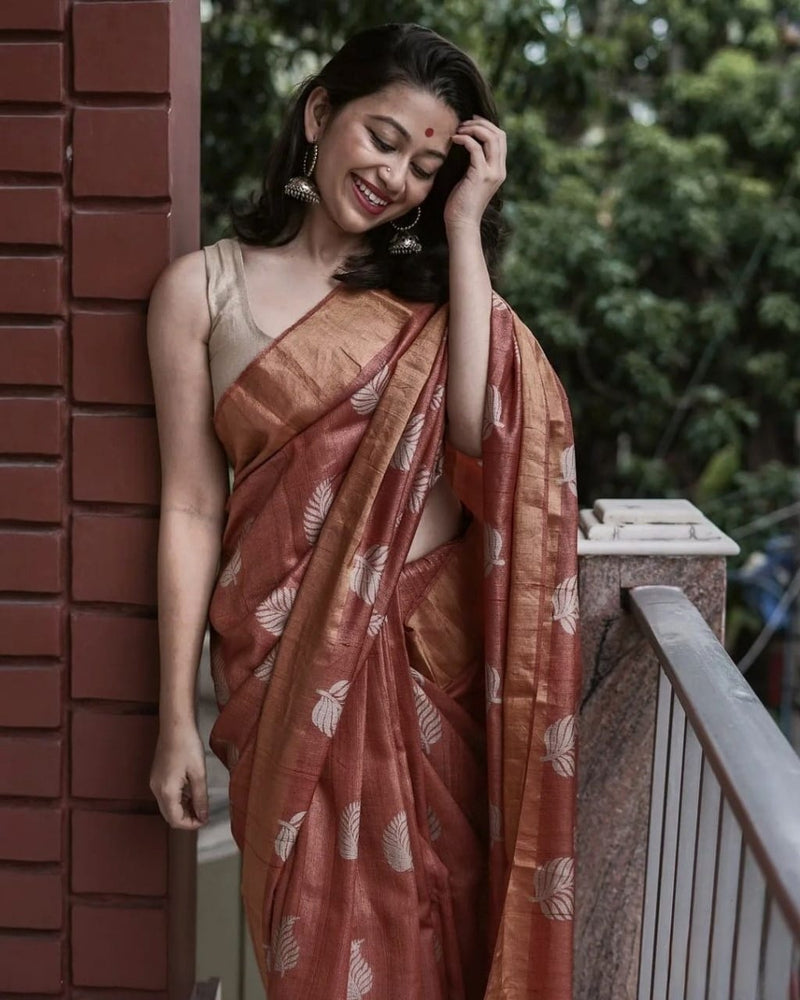 Radiant Orange Jacquard Saree