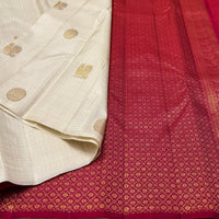 White & Red Jacquard Saree for Women – Classic Festive Elegance
