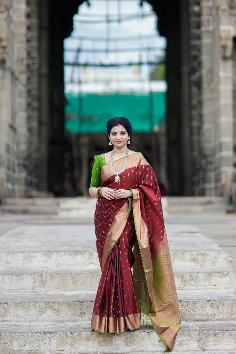 Maroon Jacquard Saree