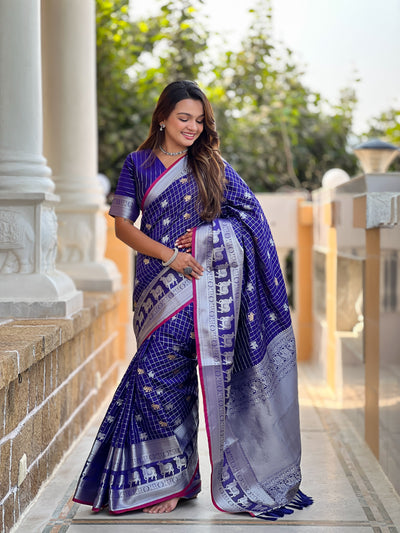Royal Blue Jacquard Saree