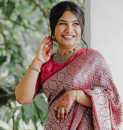 Royal Dark Red Jacquard Saree