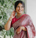 Royal Dark Red Jacquard Saree