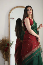 Green Maroon Jacquard Saree