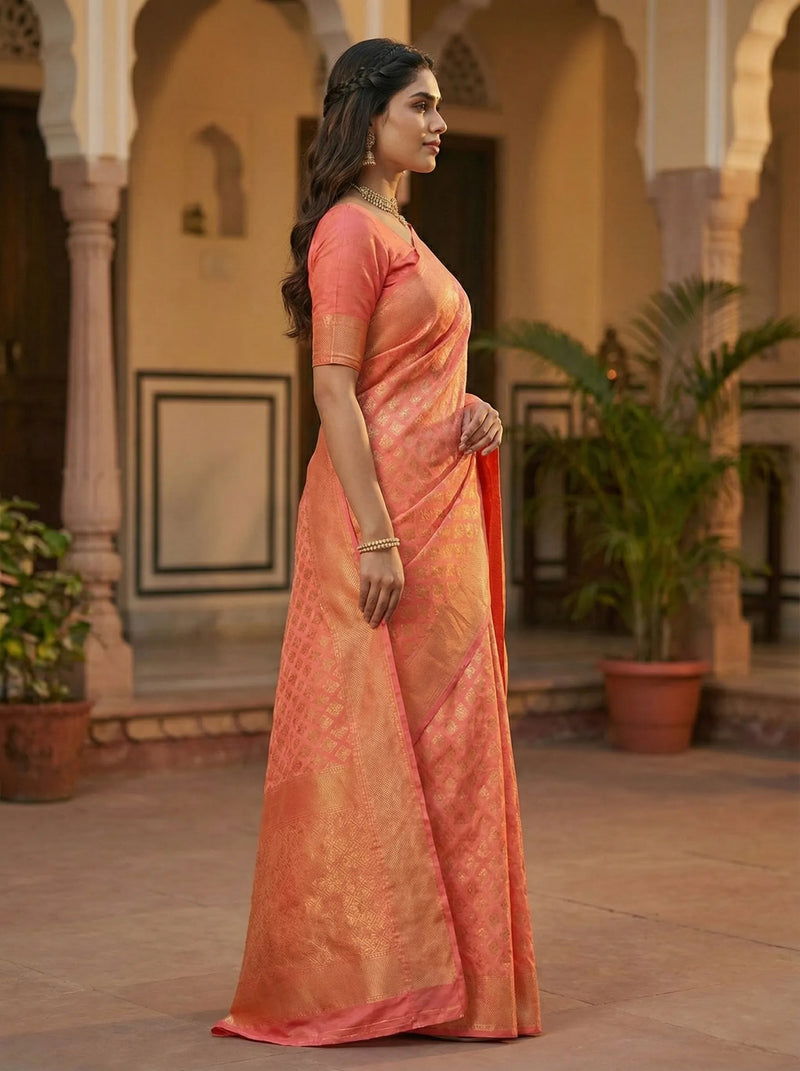 Graceful Pink Jacquard Saree