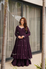 Royal Plum Rayon Anarkali Suit Set