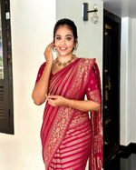 Luxurious Dark Maroon Jacquard Saree