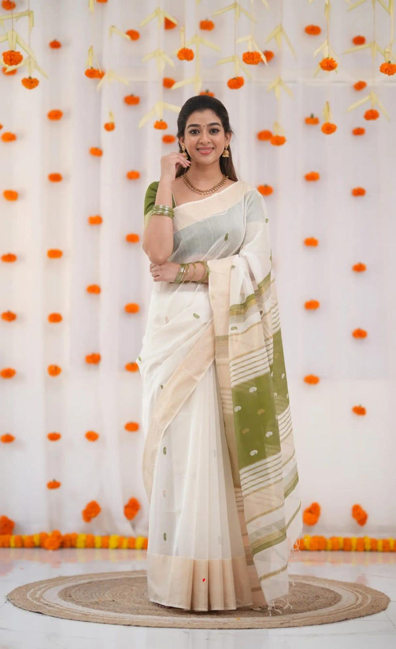 Elegant Green Jacquard Saree