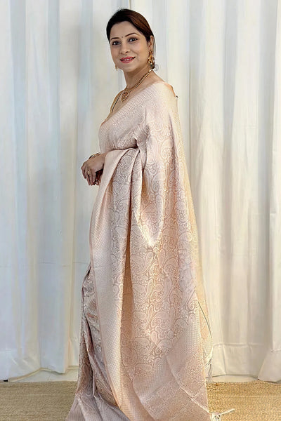 Elegant White Jacquard Saree