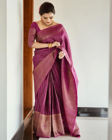 Royal Purple Jacquard Saree – Premium Festive & Wedding Wear Elegance