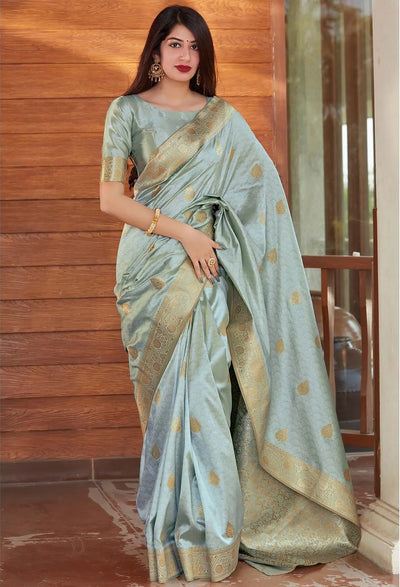 Serene Tea Blue Jacquard Saree