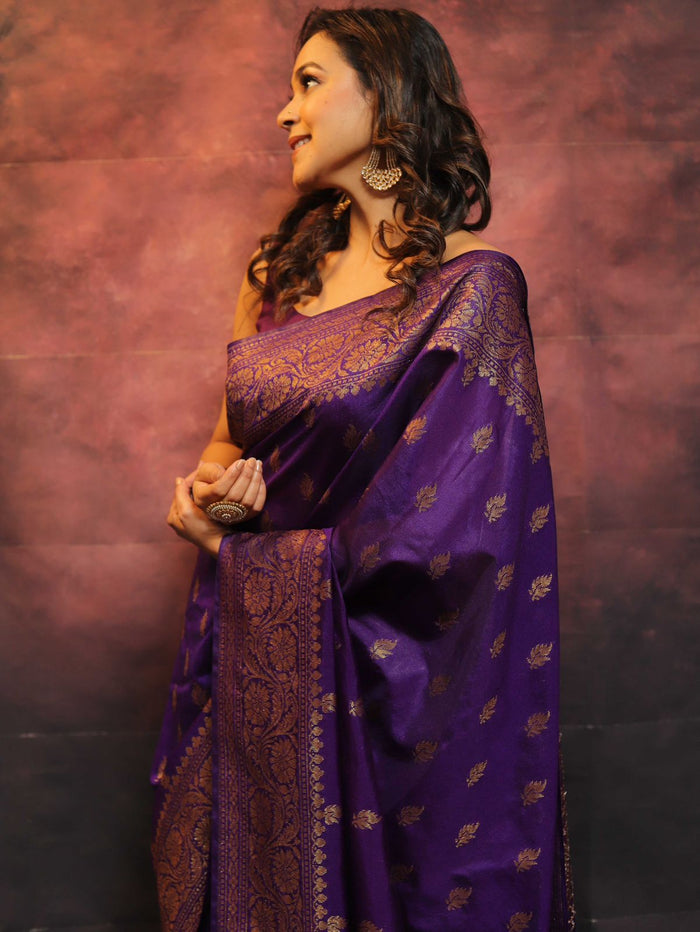 Royal Purple Jacquard Saree – Luxurious Festive & Wedding Wear