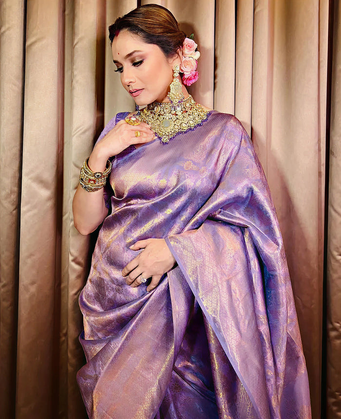 Luxurious Purple Jacquard Saree – Rich Woven Detailing & Festive Elegance