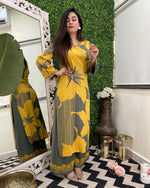 Mustard Bloom Embroidered Rayon Co-Ord Set