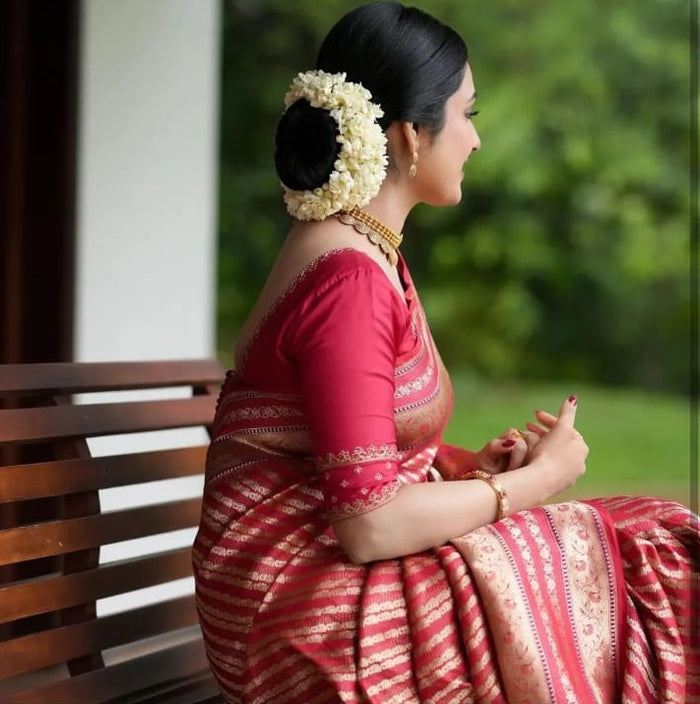 Luxurious Red Jacquard Saree – Premium Ethnic Wear for Weddings & Festive Celebrations