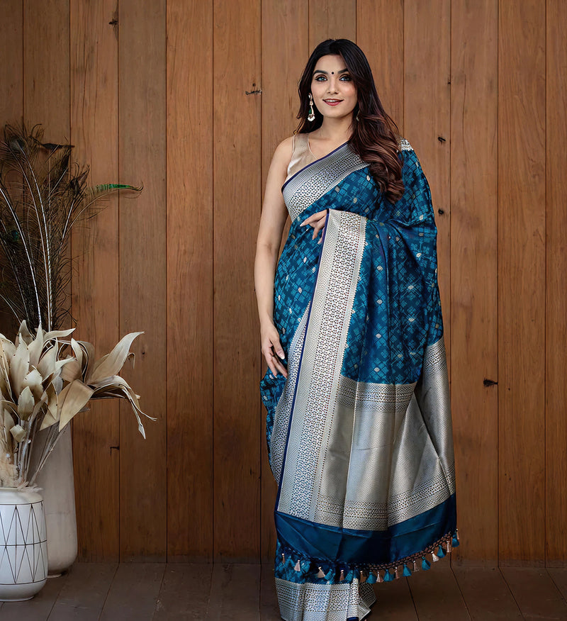 Graceful Blue Jacquard Saree