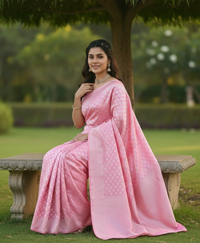 Pink Jacquard Saree