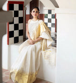 Samantha Fame Groovy White Colored Festive Wear Pure Linen Saree