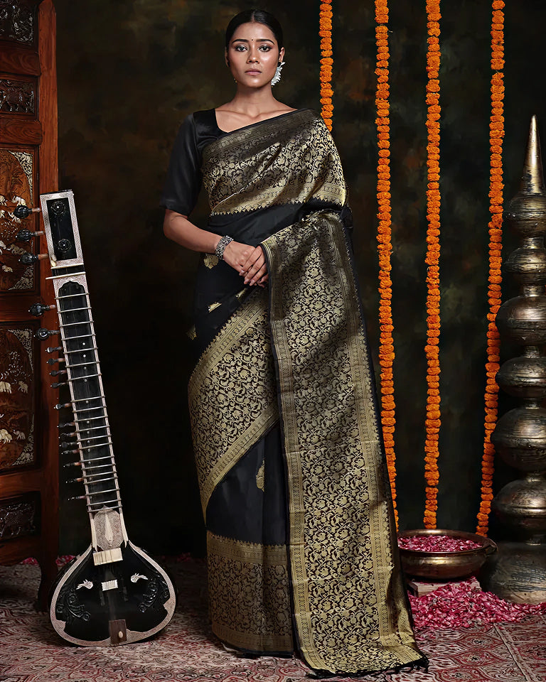 Classic Black Jacquard Saree