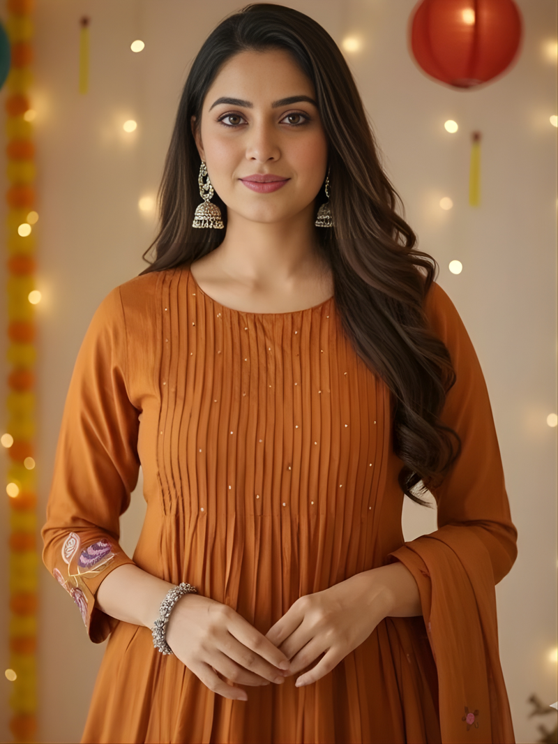 MADHAVI Pure Cotton Kurta Pant Dupatta Set for Women