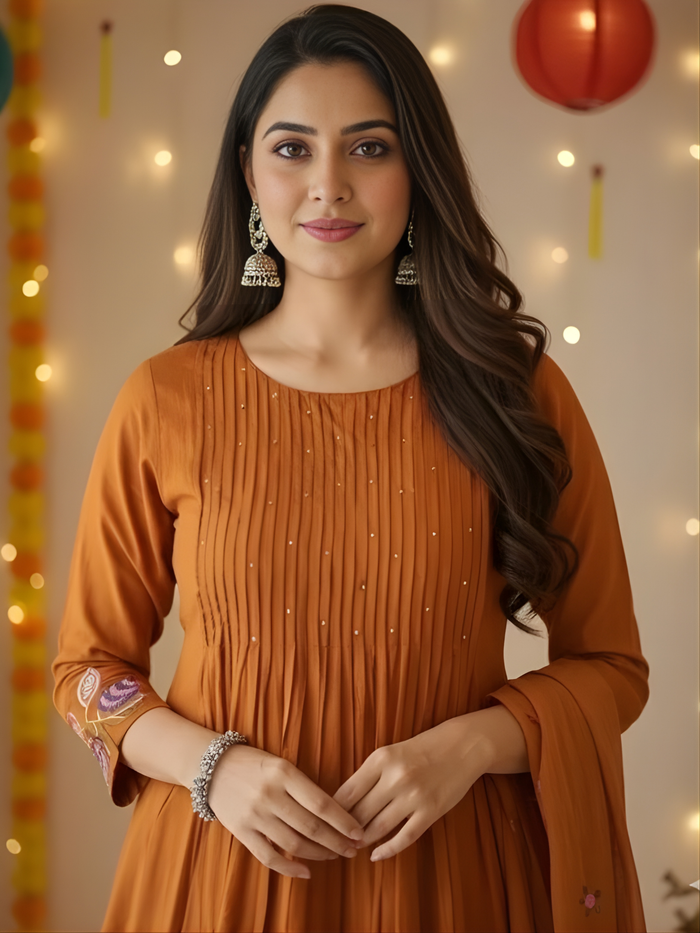 MADHAVI Pure Cotton Kurta Pant Dupatta Set for Women