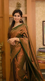 Elegant Brown Jacquard Saree