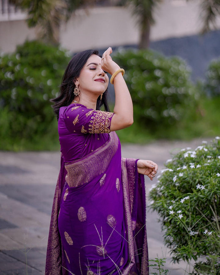 Elegant Dark Purple Jacquard Saree – Premium Festive & Traditional Wear for Women