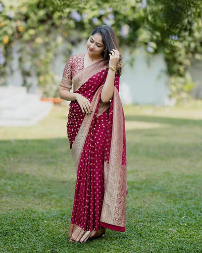 Elegant Red Jacquard Saree