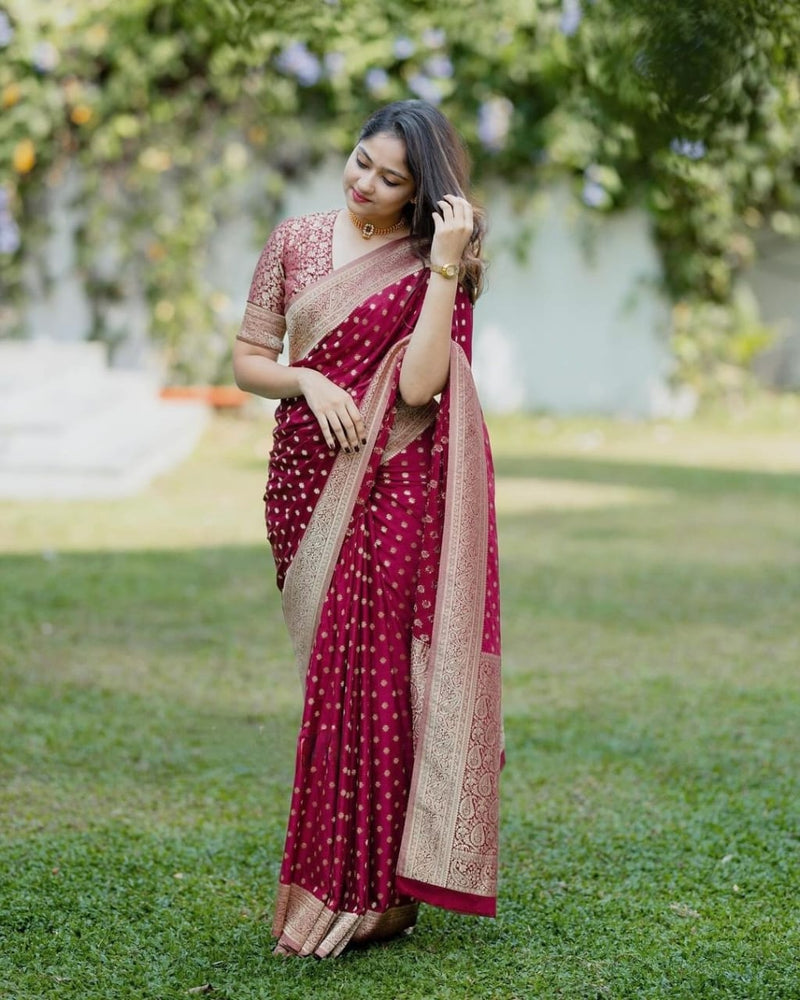 Elegant Red Jacquard Saree