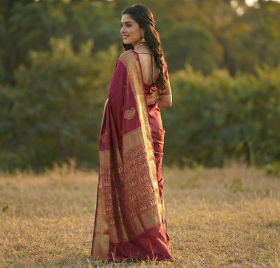 Royal Wine Jacquard Saree